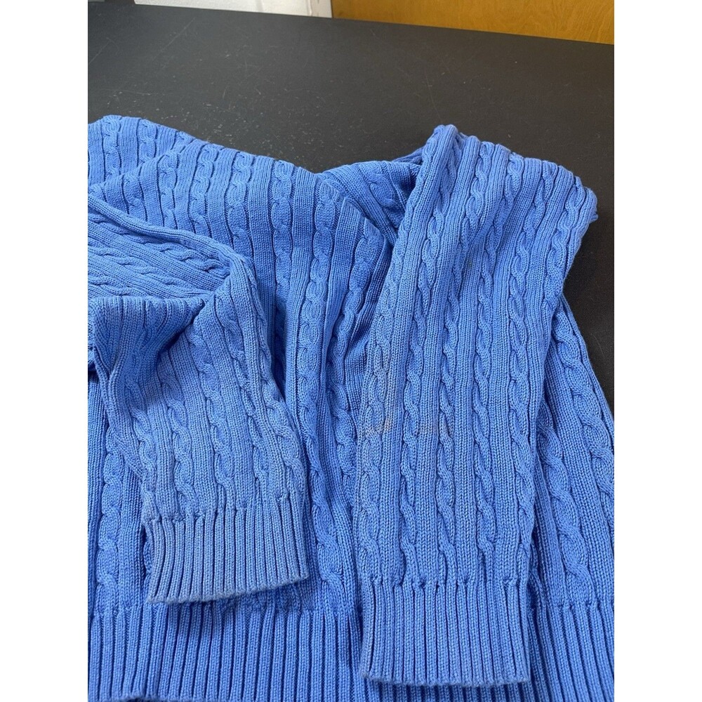 Lauren Ralph Lauren Womens Blue Cable Knit Sweater XL Logo Crewneck Classic READ - Picture 12 of 14